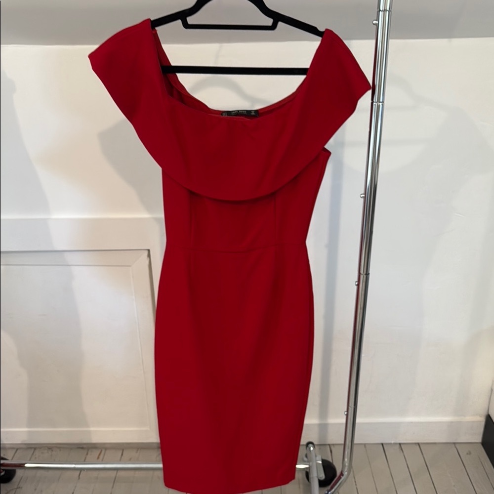 Elegant Red Off-Shoulder Dress